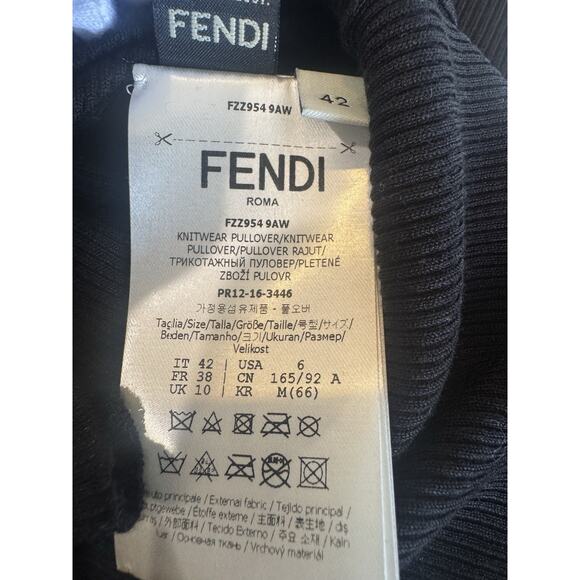 FENDI black Silk Short Sleeve Shirt With Leather Embellishment - Picture 10 of 16